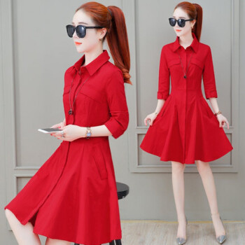 元素,新款,样式,韩版连衣裙红色,趋势,流行