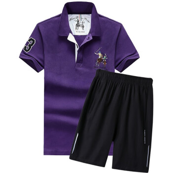 维杰斯（WINJEANS） 短袖 男士T恤 1801紫色+811黑色 