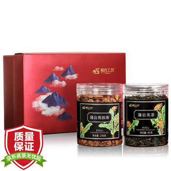 长白工坊 长白山蒲公英根茶 花茶 蒲公英茶 花草茶 组合茶两罐礼盒装 330g
