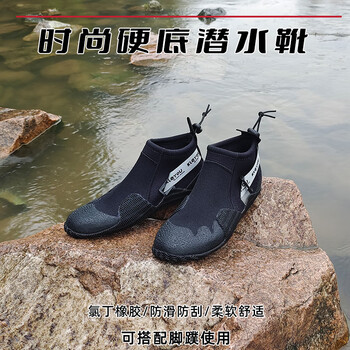 KLEYOU沙滩鞋男女户外溯溪涉水鞋潜水鞋沙滩溯溪赶海潜水装备 黑色-中帮 38 -39码（8）