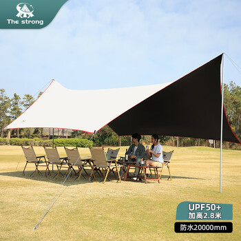 THE STRONG超大蝙蝠黑胶天幕户外露营遮阳防晒防雨水棚 约36平（8-20人）黑胶白 防水20000mm