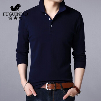 富贵鸟（FGN） 长袖 男士T恤 5221藏青长袖款 