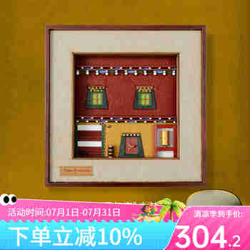 藏村 藏式建筑挂画 非遗文创客厅装饰画中式复古沙发背景墙壁画 心得归宿-右转