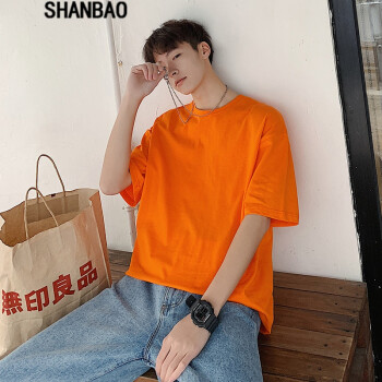 闪爆（SHANBAO） 长袖 男士T恤 桔色 