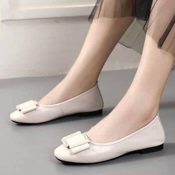 夏款女瓢鞋平底纯皮软底春秋季新款真皮浅口单鞋鞋平跟女鞋百搭软皮