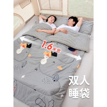 纯棉双人睡袋户外露营帐篷酒店隔脏加宽保暖夏季成人情侣便携被子 雪人3.8kg（建议室温15-25度）
