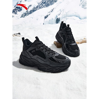 安踏（ANTA）磐石丨厚底增高加绒棉鞋男2025冬季新款加厚保暖运动鞋休闲鞋 基础黑-5 42 (男8.5)