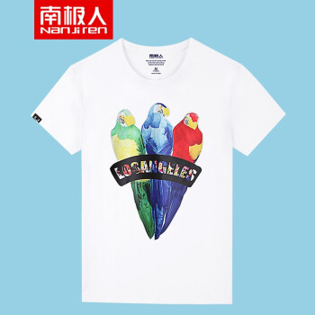 南极人（Nan Ji ren） 短袖 男士T恤 白色/圆T-鹦鹉 