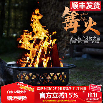 FIREPLUS木炭烤火盆 民宿篝火晚会取暖盆别墅院子轰趴烤火炉多功能烧烤炉 维纳斯单炉【烧烤+篝火+取暖】
