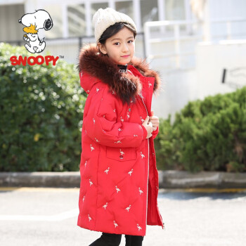 snoopy 毛领 羽绒服