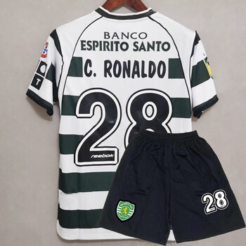 元族01-03葡超里斯本竞技复古球衣28号c罗葡萄牙体育经典主场足球队服