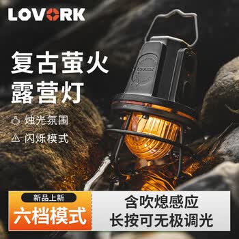 LOVORK乐沃可萤火户外露营灯野营灯照明氛围灯LED灯复古营地天幕帐篷灯 萤火-钛金色