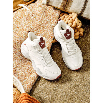 安踏（ANTA）引力丨加绒加厚皮面保暖棉鞋女冬季大棉鞋运动鞋 象牙白/干玫瑰色-2 37.5 (女6.5)