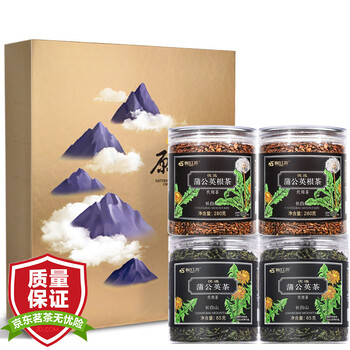 长白工坊 长白山蒲公英茶 蒲公英根茶 4罐礼盒套装组合 730g