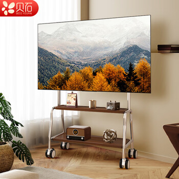 贝石 移动电视支架艺术电视支架落地电视推车适用于索尼海信华为创维等电视通用电视挂架子 【32-75英寸】精选不锈钢/双层置物架