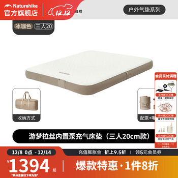 挪客游梦拉丝内置泵充气床垫露营气垫床充气垫大承重单双人便携睡垫 三人/内置泵/20cm