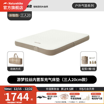 挪客游梦拉丝内置泵充气床垫露营气垫床充气垫大承重单双人便携睡垫 三人/内置泵/20cm