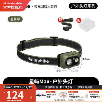 挪客Naturehike轻便户外头灯徒步登山露营跑步感应长续航防水灯 苔藓绿