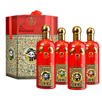 2,酒仙网 五粮液 52度 熊猫酒(金装)500ml*4 白酒礼盒 浓香型