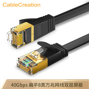 CABLE CREATION CL0332-G 八类万兆网线CAT8类成品网络跳线40Gbps 2000MHz 网络传输扁线  1米