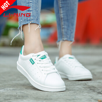 李宁（LI-NING）板鞋LAK164女款白/青椒绿 35