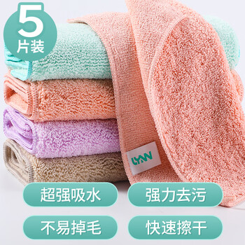 LYNN抹布 家务厨房25*25cm 5张超强吸水洗碗布百洁布去油洗车擦车毛巾