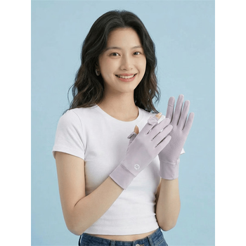 凝岸冰丝防晒手套女夏季防紫外线户外骑行开车透气凉感防滑露指可触屏