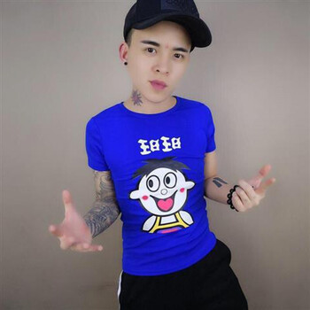 短袖t恤男社会人精神小伙半截袖网红同款紧身衣服快手红人上衣潮 短袖