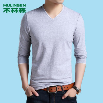 木林森（MULINSEN） 长袖 男士T恤 8808灰色  