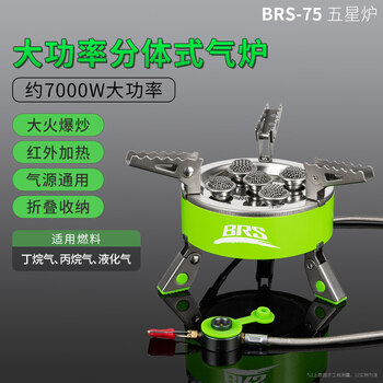 兄弟捷登（BRS）户外露营炉具五星灶气炉便携式功率可爆炒分体式气炉灶液化气炉 BRS-75五星灶+BRS-41大挡风板
