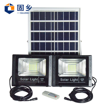 固乡太阳能灯投光灯一拖二户外防水 照明LED路灯景观庭院新农村大功率路灯高亮40W