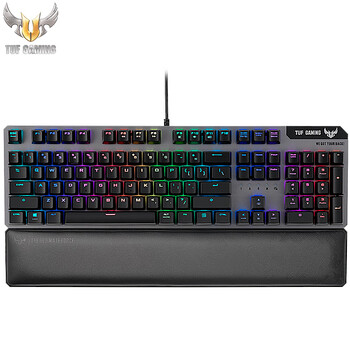 华硕 ASUS TUF GAMING电竞特工K7黑色机械光轴游戏键盘台式机电脑有线背光RGB金属面板（类青轴手感）