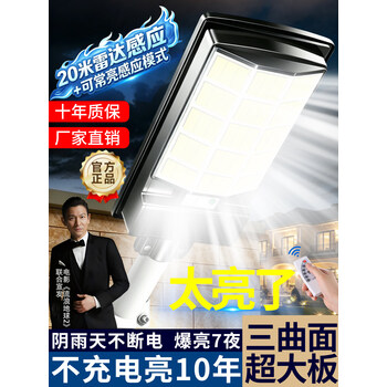 博朗尔太阳能户外照明灯大功率庭院灯农村家用特亮人体感应led防水路灯