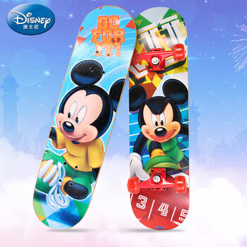 迪士尼(Disney)滑板车小孩玩具板儿童四轮全闪刷街双翘板公路板脚踏车米奇滑板DCD71194-A