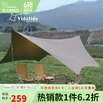 vidalido 户外蝶形天幕防晒防紫外线涂银色胶天幕布露营凉棚遮阳棚 白灰色小号蝶形天幕配铁杆