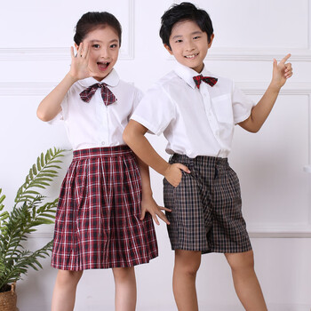 德莉娅深圳小学生校服夏季礼服套装男女全松紧橡皮筋礼服深圳市小学