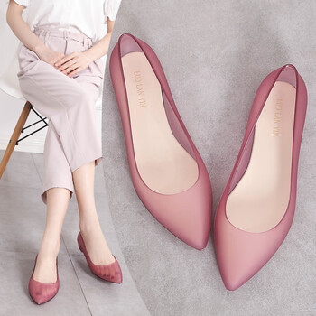 季回力休品牌时尚尖头凉鞋女2023新款平底鞋塑胶防水沙滩鞋浅口果