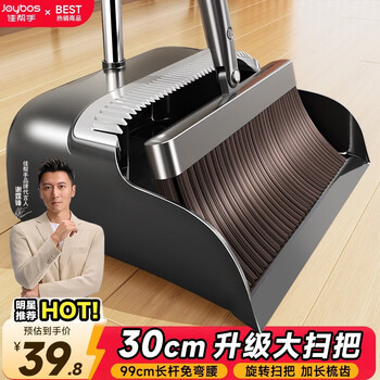 佳帮手30cm大扫把簸箕套装家用扫地扫帚两件套旋转笤帚梳齿型畚箕