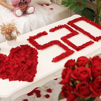 FOOJO 仿真花瓣300片婚房布置结婚用品 红色花瓣生日装饰布置婚庆套装 求婚情人节告白生日布置浪漫装饰