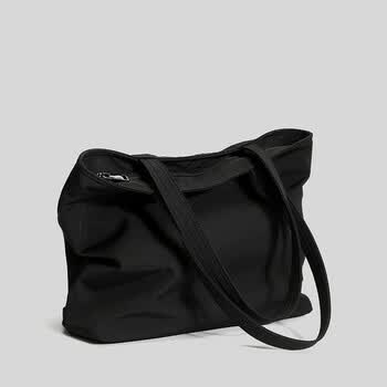 大容量托特包新款牛津布大包尼龙包包黑色单肩包休闲帆布包女夏精致