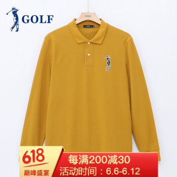 高尔夫（GOLF） 长袖 男士T恤 土黄 