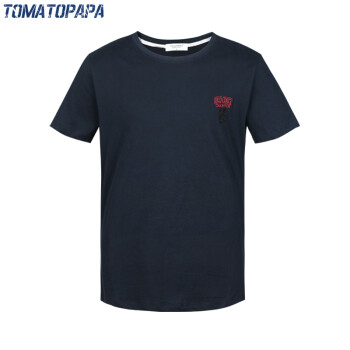 TOMATOPAPA 短袖 男士T恤 深蓝色 