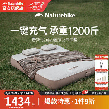 Naturehike挪客游梦拉丝内置泵充气床垫露营气垫床充气垫大承重双人便携睡垫 三人/内置泵/20cm