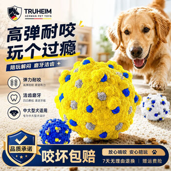 TRUHEIM德国狗狗玩具球耐玩耐咬自己玩解闷神器大小型犬自嗨球磨牙咬不烂 【海王星】洁齿刺球SOAR认证ETPU5.0 【S号】直径6.5CM-22G-(推荐小型犬）