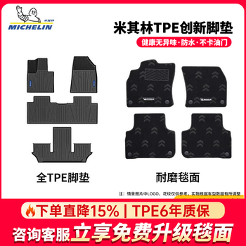 米其林（MICHELIN）沃尔沃XC60脚垫汽车脚垫沃尔沃XC40/S60/S90/V90脚垫专车专用配件 沃尔沃XC90 进口纯油7座 【15-至今】 双层