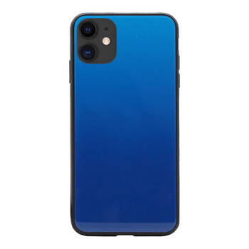 伟吉（WEIJI）iPhone11玻璃手机壳 苹果11玻璃壳（钢化玻璃后盖+TPU软边）防摔全包新款硬壳 蓝色