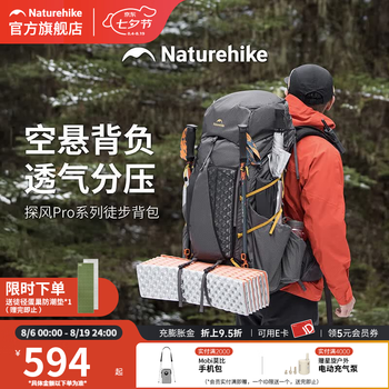 Naturehike挪客探风pro登山包徒步户外背包65L大容量轻量化旅行双肩包男装备 耀夜金/35L/标准款