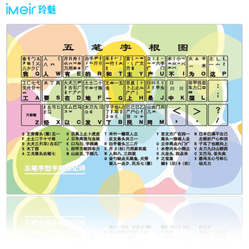 玲魅 鼠标垫五笔字根电脑键盘笔记本办公游戏锁边防滑可水洗鼠标垫240*320MM【五笔字根炫彩版】