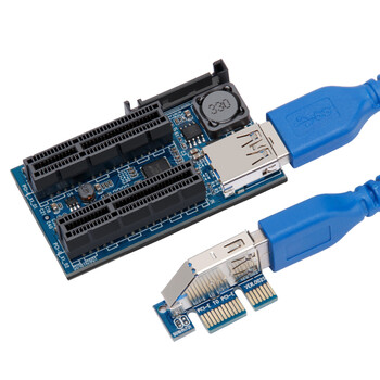 魔羯（MOGE）MC2222 PCI-E x1延长线 pcie3.0延长扩展x1转双路x4 连接转接线 PCI-E X1延长线 蓝色线65cm