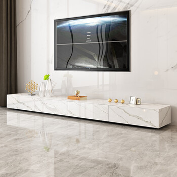 匠当家 定制轻奢极简亮光岩板电视柜茶几组合套装现代简约地台电视